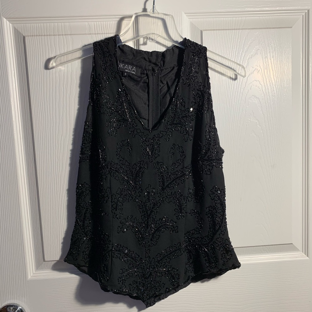 Jkara Black Sequin Tank Top